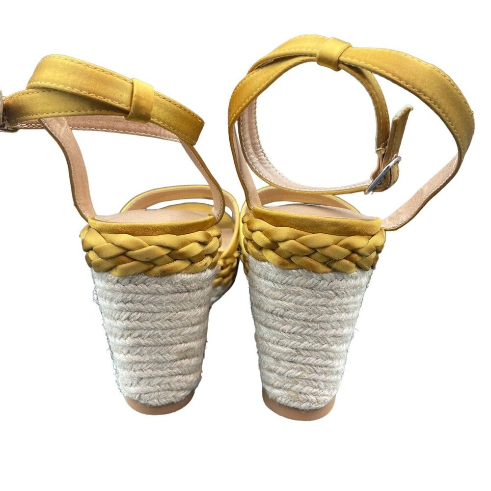 Torrid Espadrilles Womens 9.5 W Mustard Strappy Satin Braid Wedge New - Picture 5 of 8
